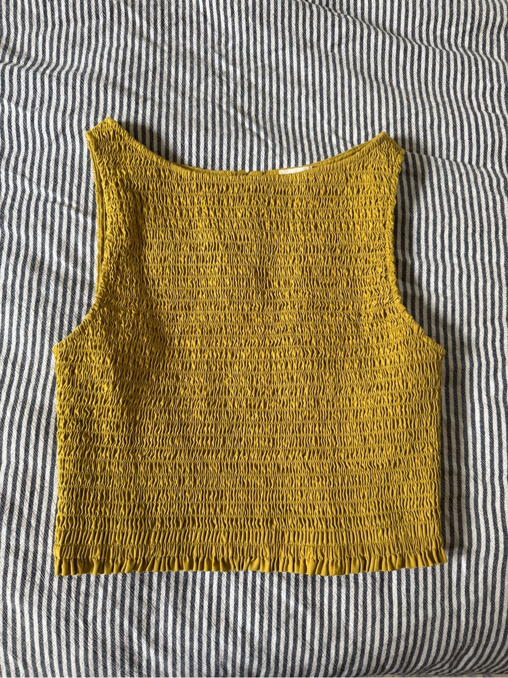 Marea Charlotte chartreuse poplin smocked tank top size S